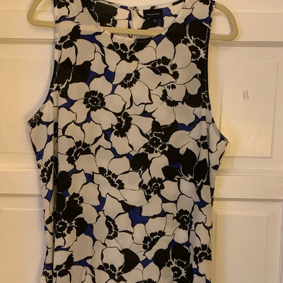 Who What Wear Floral Tank Top - Black, White, Blue With Hi-Lo Hem XXL - Picture 1 of 6